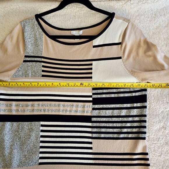 CHARTER Club Top Knit  Tan, w/ black, white & gray design Neutral Size XL - Picture 7 of 9